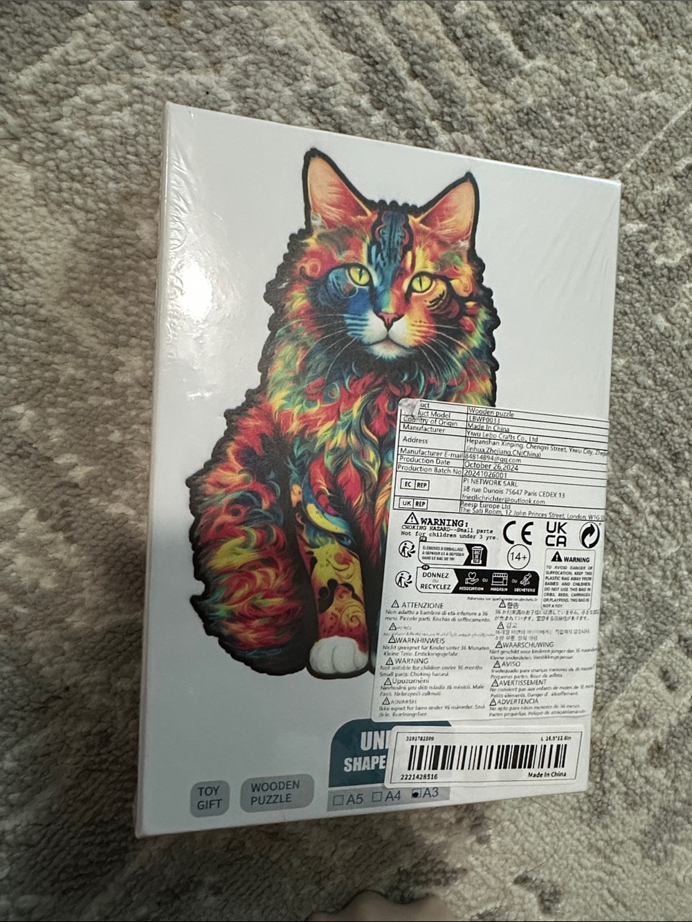 Colorful Cat Wooden Puzzle - Multicolor